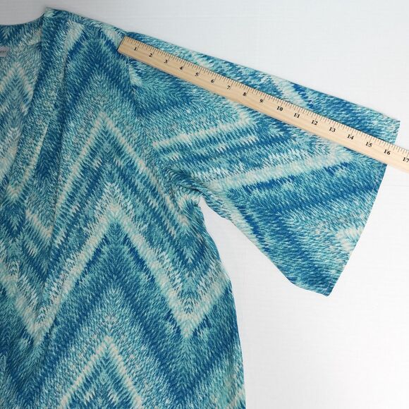 Catherines Lightweight Chiffon Open Cardigan Womens 1X Blue Aqua Beach Summer - Picture 5 of 16
